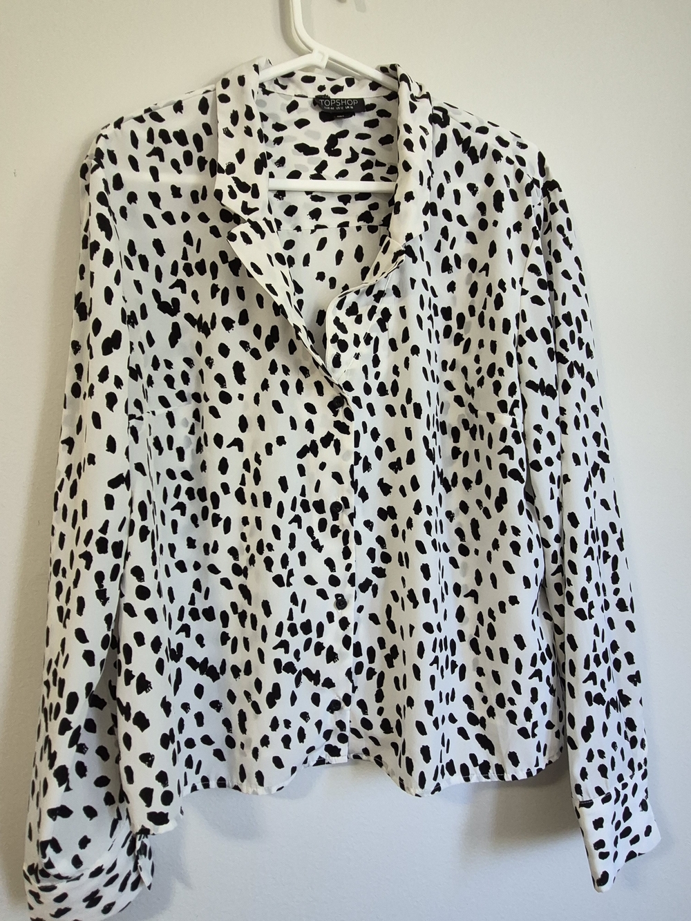 Topshop Black & White Dalmatian Print Button-Down Shirt
